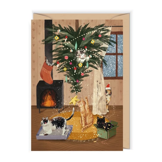 Karnet, Ilustrowane kotki świąteczne, Boże Narodzenie CUDOWIANKI