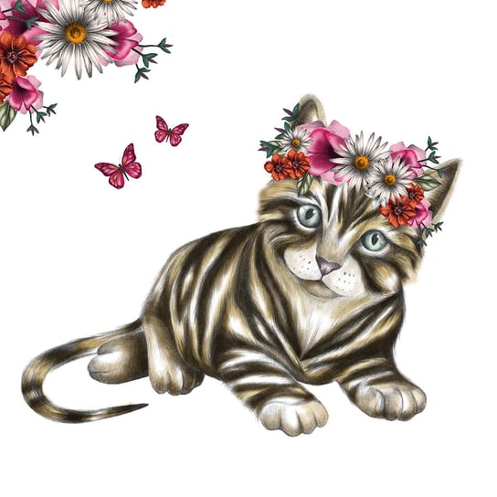 Karnet, Kot z kwiatami Clear Creations