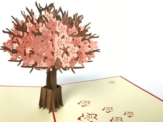 Karnet na każdą okazję 3D, Czerwone drzewo kwitnącej wiśni GrandGift