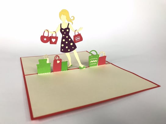 Karnet na każdą okazję 3D, Kobieta na zakupach GrandGift
