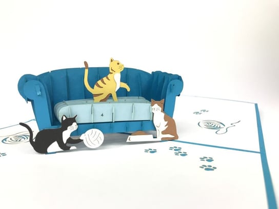 Karnet na każdą okazję 3D, Koty na sofie GrandGift
