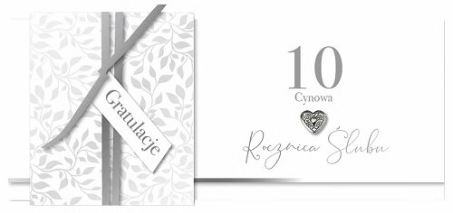 Karnet okolicznościowy, 10 rocznica ślubu - cynowa, KPAS 56 Armin Style