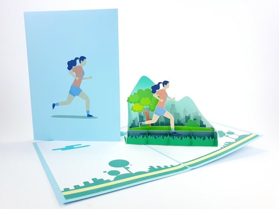 Karnet okolicznościowy 3D, Biegająca kobieta jogging GrandGift