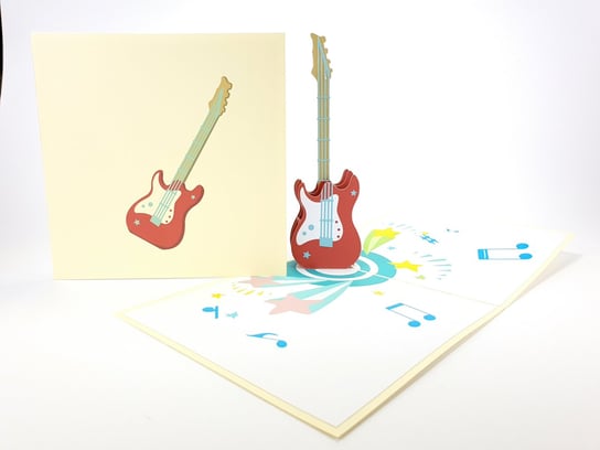 Karnet okolicznościowy 3D, Kolorowa gitara akustczna GrandGift