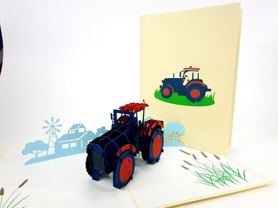 Karnet okolicznościowy 3D, Kolorowy traktor na farmie GrandGift