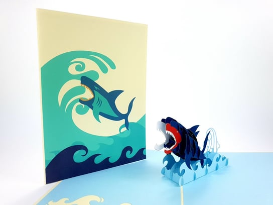 Karnet okolicznościowy 3D, Kolorwy rekin GrandGift