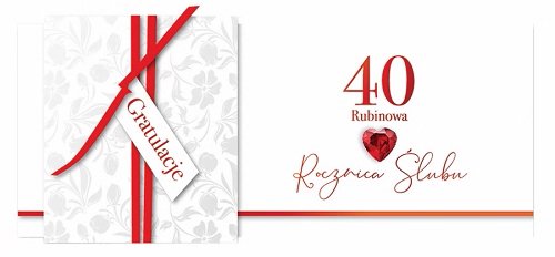 Karnet okolicznościowy, 40 rocznica ślubu - rubinowa, KPAS 62 Armin Style