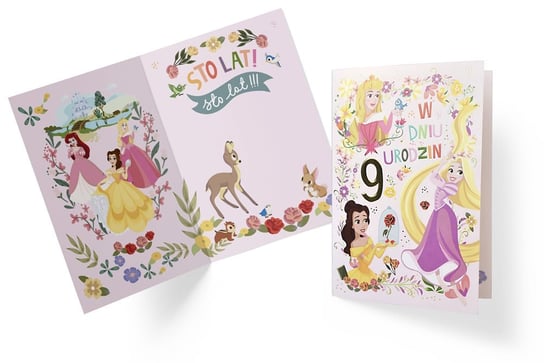 Karnet okolicznościowy, 9 Urodziny, Księżniczki Disneya Kukartka