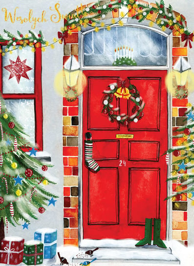 Karnet okolicznościowy, B6, Boże Narodzenie, drzwi Henry