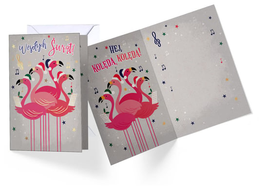 Karnet okolicznościowy, Boże Narodzenie, Flamingi Passion Cards