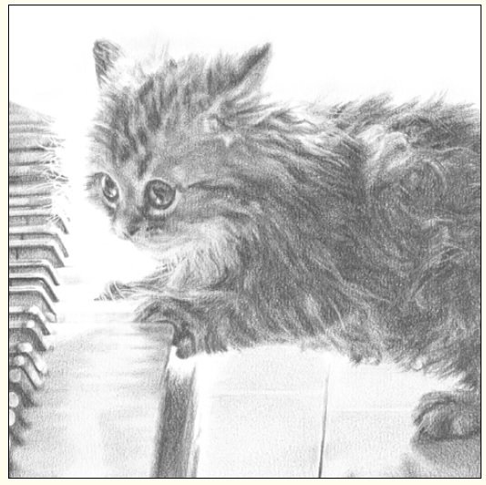 Karnet okolicznościowy, kot na pianinie szkic DaVinci