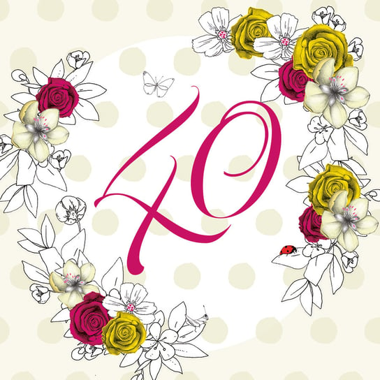 Karnet okolicznościowy, kwadrat, Swarovski, 40 urodziny kwiaty Clear Creations