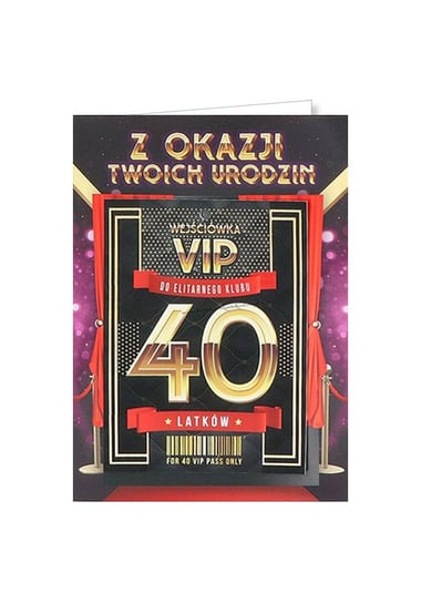 Karnet okolicznościowy na 40 urodziny dla kobiety, VIP 6 yeku