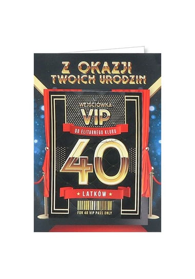Karnet okolicznościowy na 40 urodziny dla kolegi, VIP 5 yeku