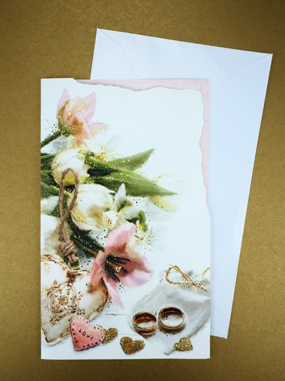 Karnet okolicznościowy, Ślub, kwiaty Derform