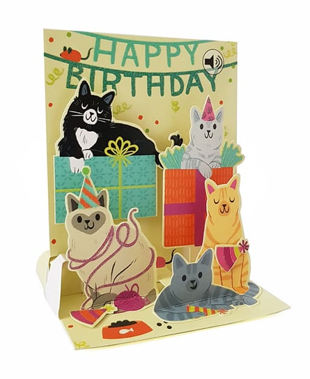 Karnet okolicznościowy, SS073 Feline Birthday Koty Up with Paper