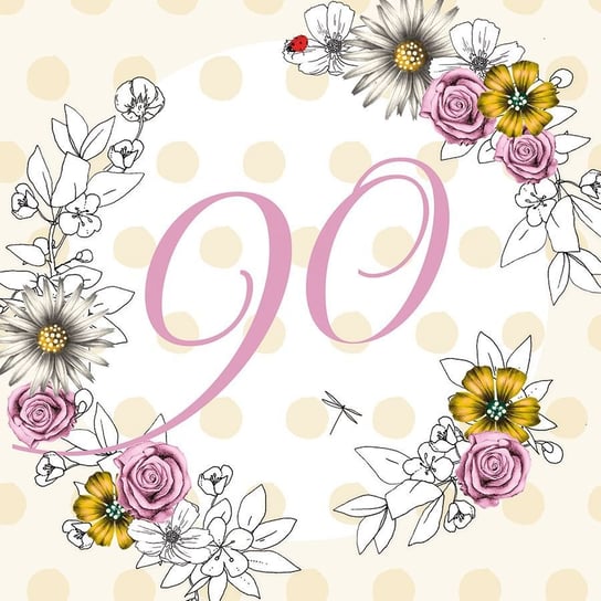 Karnet okolicznościowy Swarovski, 90 urodziny, kwiaty Clear Creations