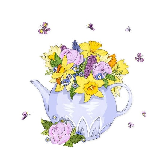 Karnet okolicznościowy Swarovski, czajnik z kwiatami Clear Creations