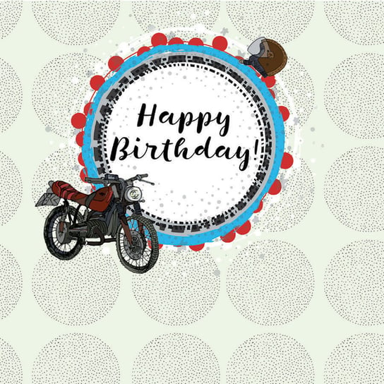 Karnet okolicznościowy Swarovski, Happy birthday, motocykl Clear Creations