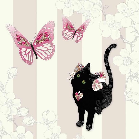 Karnet okolicznościowy Swarovski, Kot i motyle Clear Creations