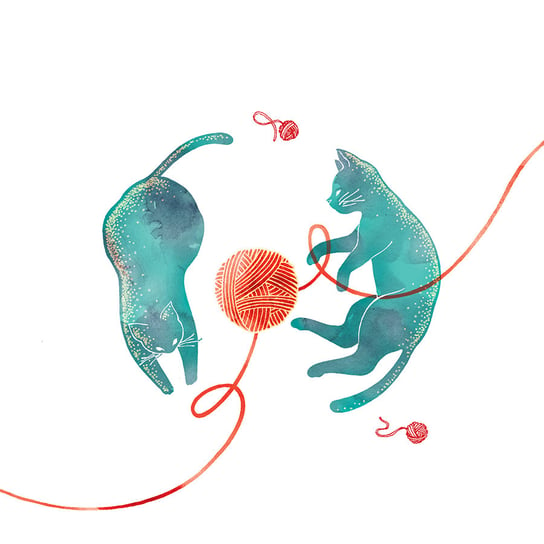 Karnet okolicznościowy Swarovski, niebieskie koty Clear Creations