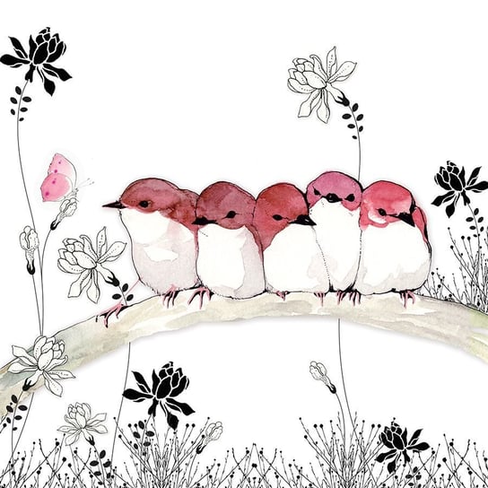 Karnet okolicznościowy Swarovski, różowe ptaszki na gałęzi Clear Creations