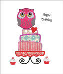 Karnet okolicznościowy, Urodziny, Sowa i tort Michelle Galeria