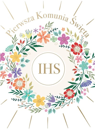 Karnet okolicznościowy z kieszonką, B6, Komunia, Kwiaty Henry