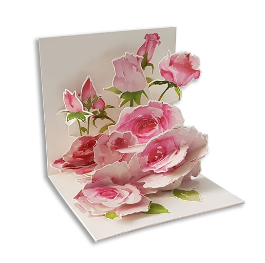 Karnet przestrzenny, TR329, Pink Roses Up with Paper
