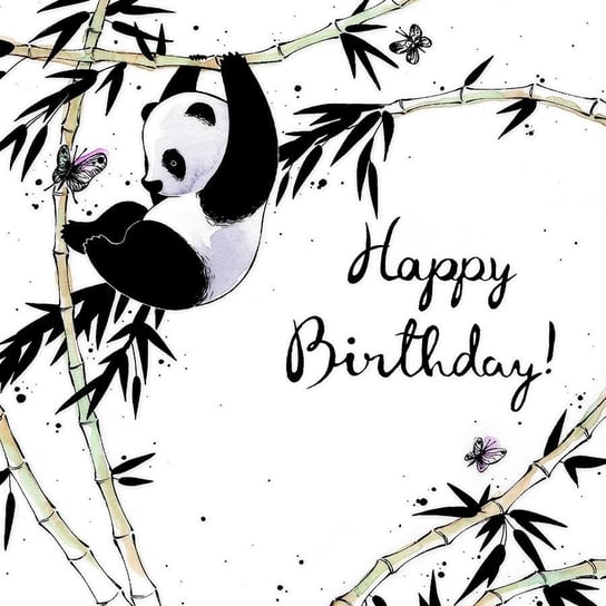 Karnet Swarovski kwadrat Urodziny, Panda Clear Creations