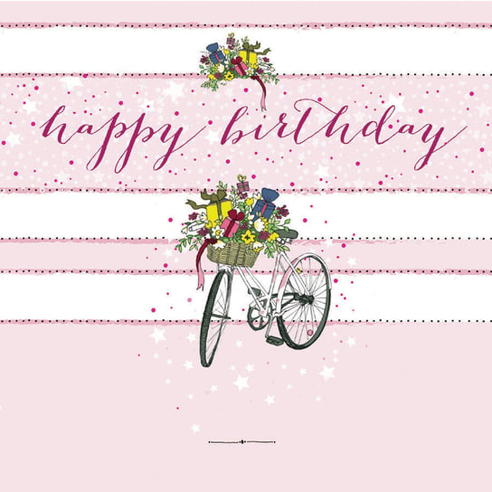 Karnet Swarovski kwadrat Urodziny rower z kwiatami CL0202 Clear Creations