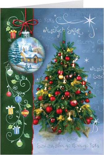 Karnet świąteczny z życzeniami z choinką B-T 602 Czachorowski