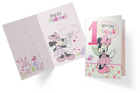 Karnet urodzinowy, 1 roczek, Myszka Minnie Passion Cards