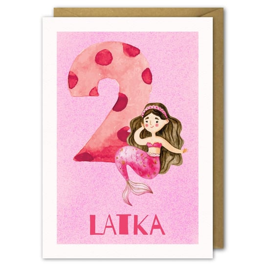 Karnet urodzinowy, B6, 2 latka, Mała Syrenka Paper Flamingo