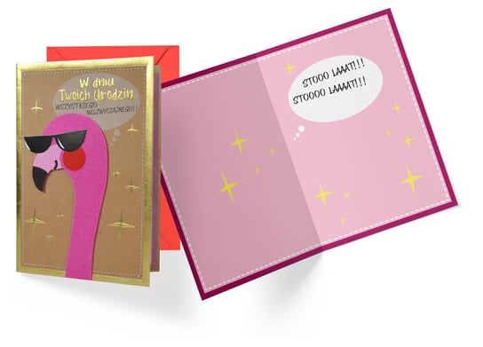 Karnet urodzinowy, flamingi Kukartka