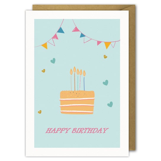 Karnet urodzinowy tort happy birthday Paper Flamingo