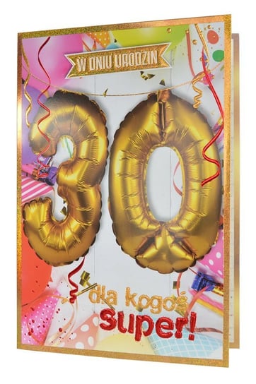 Karnet Urodziny 30 (cyfry, balony) Kukartka