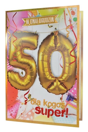 Karnet Urodziny 50 (cyfry, balony) Kukartka