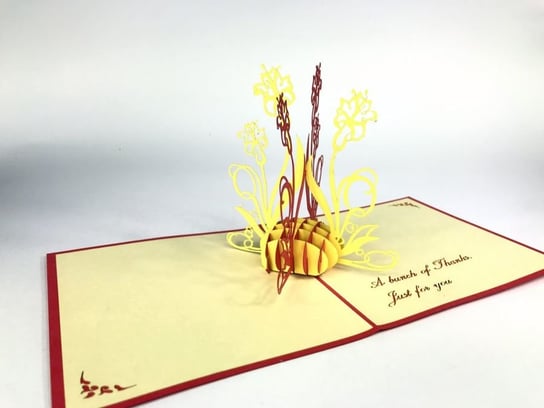 Karnet walentynkowy 3D, Bukiet kwiatów GrandGift