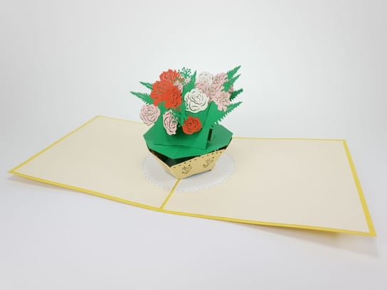 Karnet walentynkowy 3D, Bukiet kwiatów GrandGift