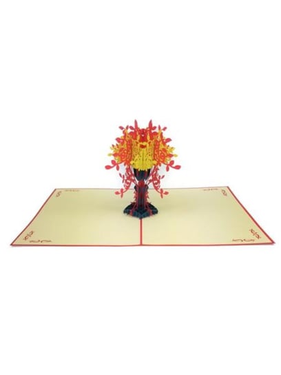 Karnet walentynkowy 3D, Czerwone kwiaty GrandGift