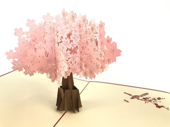 Karnet walentynkowy 3D, Duże czerwone drzewo kwitnącej wiśni GrandGift