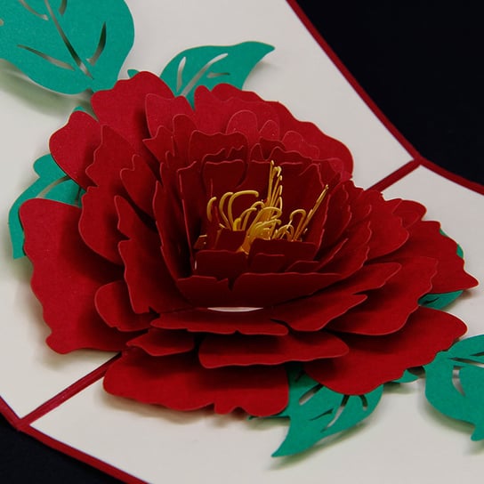 Karnet walentynkowy 3D, Duży kwiat róży GrandGift