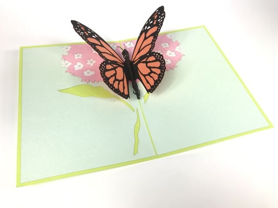 Karnet walentynkowy 3D, Duży motyl na kwiatku GrandGift