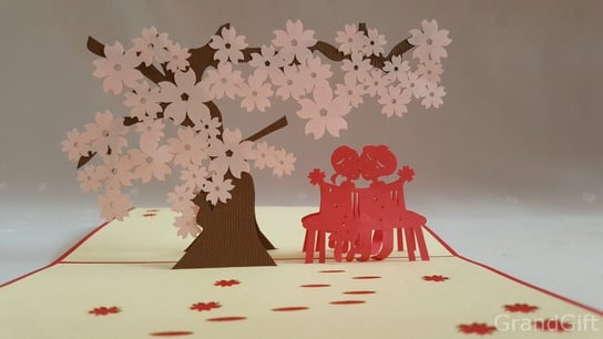 Karnet walentynkowy 3D, Para Pod drzewami Wiśni GrandGift