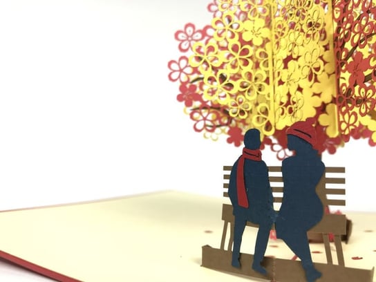 Karnet walentynkowy 3D, Para pod jesiennym drzewem GrandGift