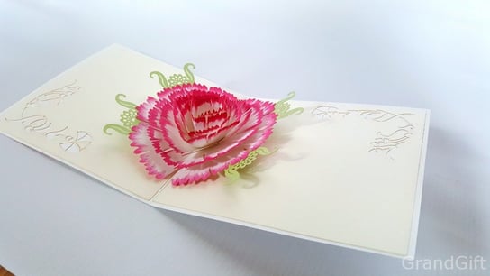 Karnet walentynkowy 3D, Różowy kwiat GrandGift