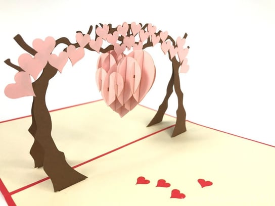 Karnet walentynkowy 3D, Serce wiszące na drzewie GrandGift