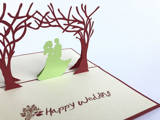 Karnet weselny 3D, Para młoda wśród drzew GrandGift