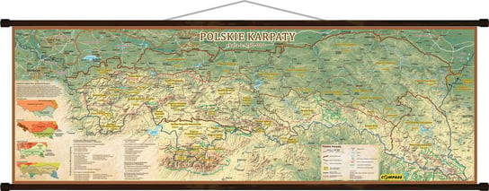 Karpaty Polskie mapa ścienna, 1:260 000, Compass Compass